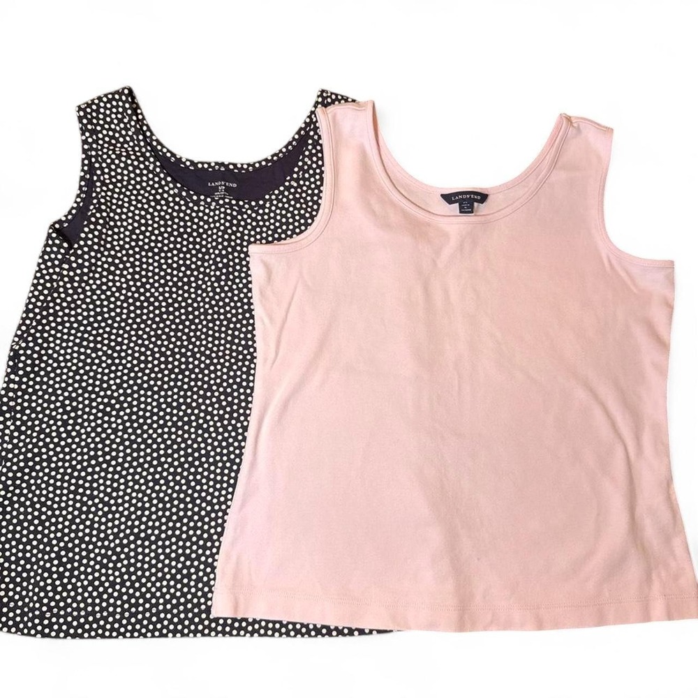 Lands' End Tank Top Bundle Size Small Pink & Navy Polka Dot